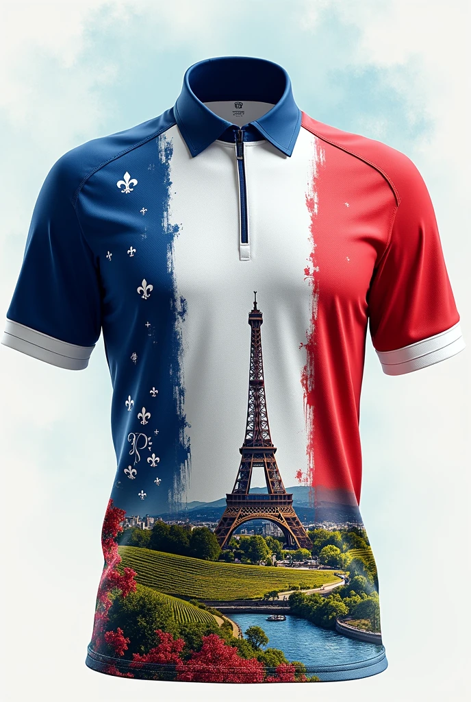 Create me a sports shirt about the wonders of France