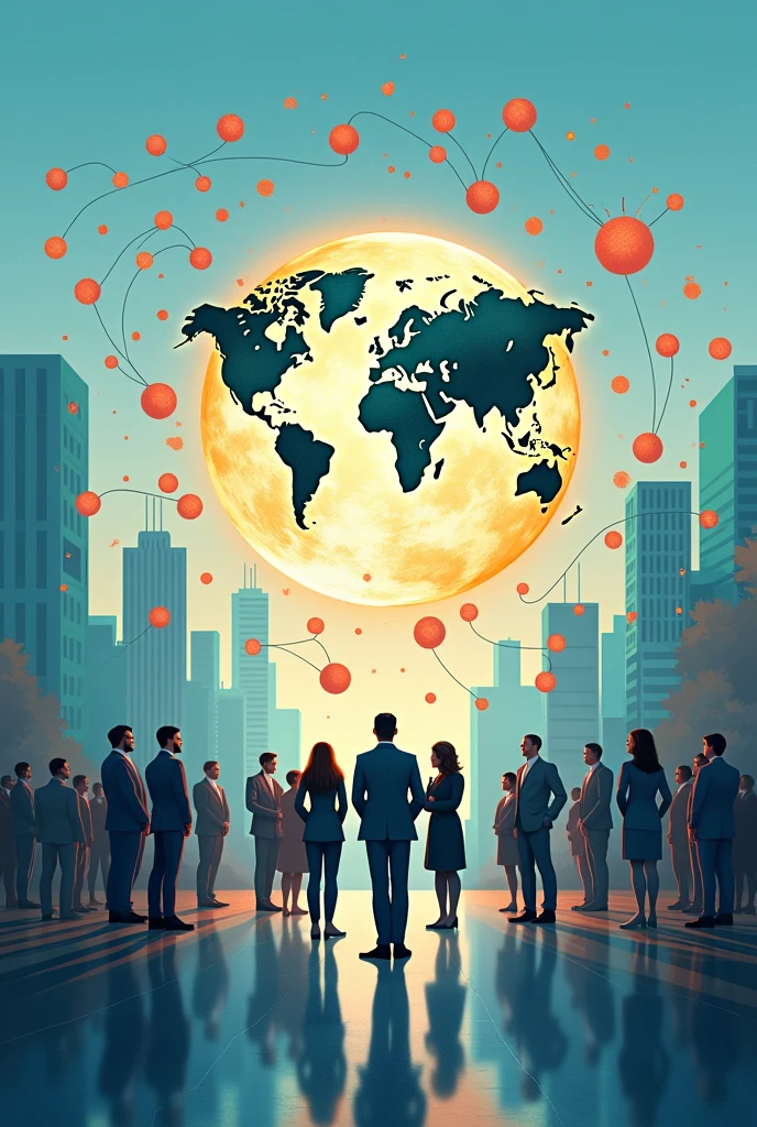 Make an image that represents what this text is talking about: Global coordination and collaboration: SDG 17 seeks to foster cooperation between countries, international organizations, the private sector and civil society to jointly address global challenges. By integrating this objective with the others, Coordination of efforts is facilitated and results are maximized.
Resource mobilization: SDG 17 promotes the mobilization of financial resources, technological and knowledge resources to achieve the SDGs. By integrating it with other objectives, It ensures that resources are allocated to the areas that need them most and that they are used efficiently..
