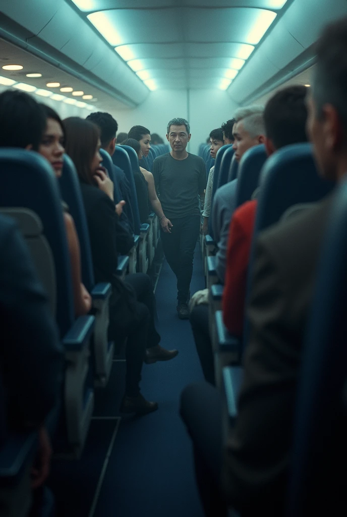 images of a flight from the inside where all the passengers look at me