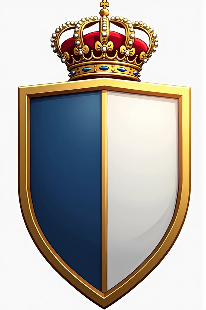 Create a shield with the colors white, Gold and blue on a side stripe and the name CD MADRID and a crown