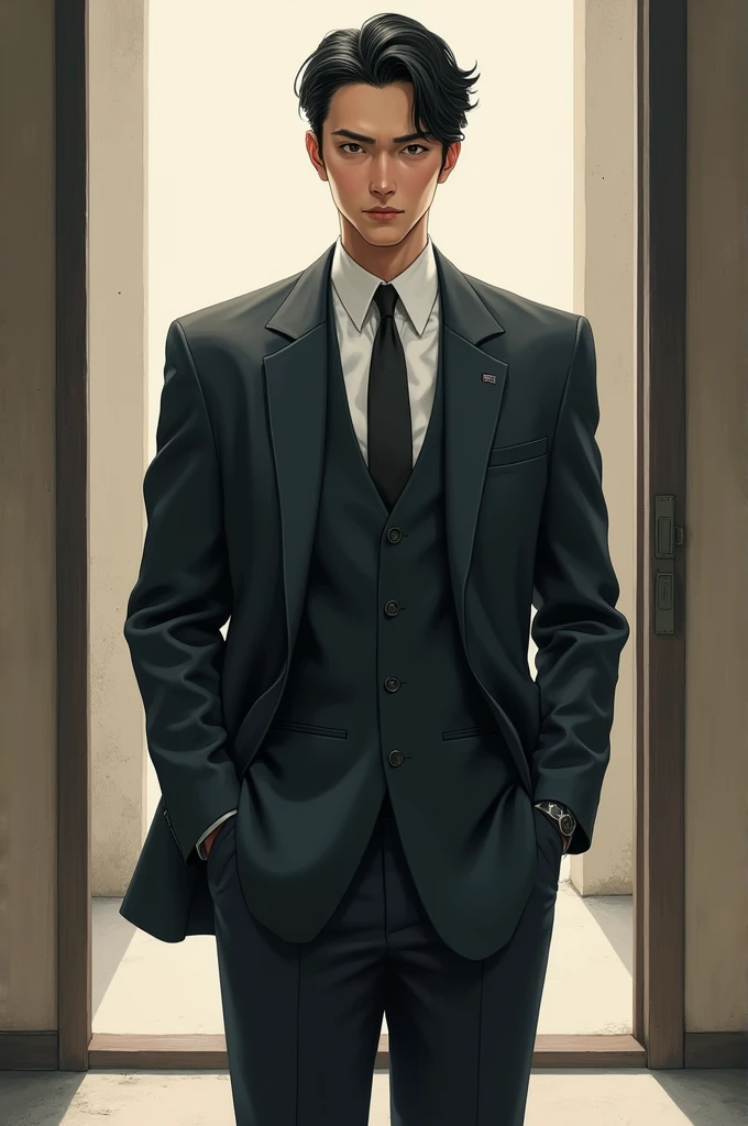 elegant Japanese man in suit and tie