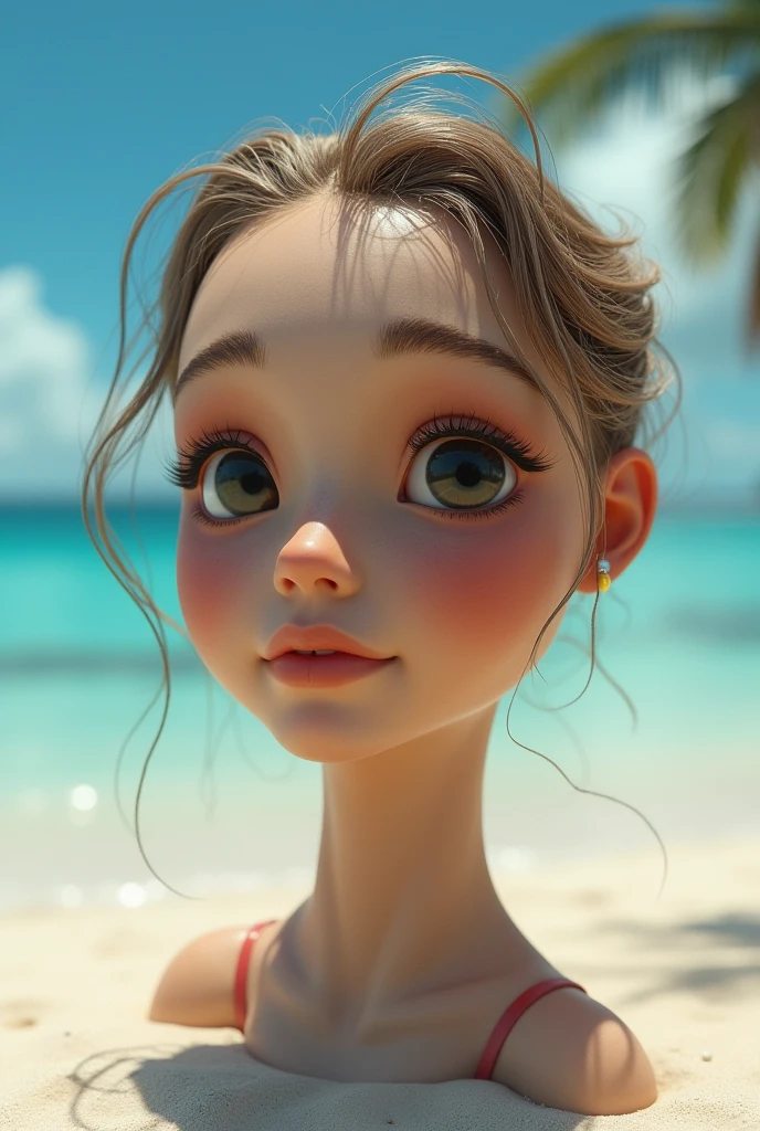 head of'artwork, best quality, high quality, CG, 8k, beautiful beach 4k
. ultra realistic