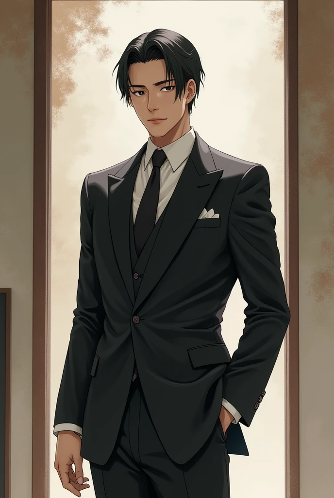 elegant Japanese man in suit and tie
