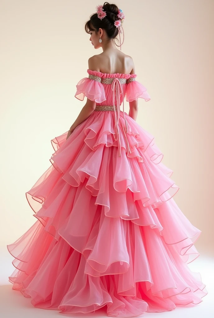 ful dressed, volantes, ties, Pink, offwhite