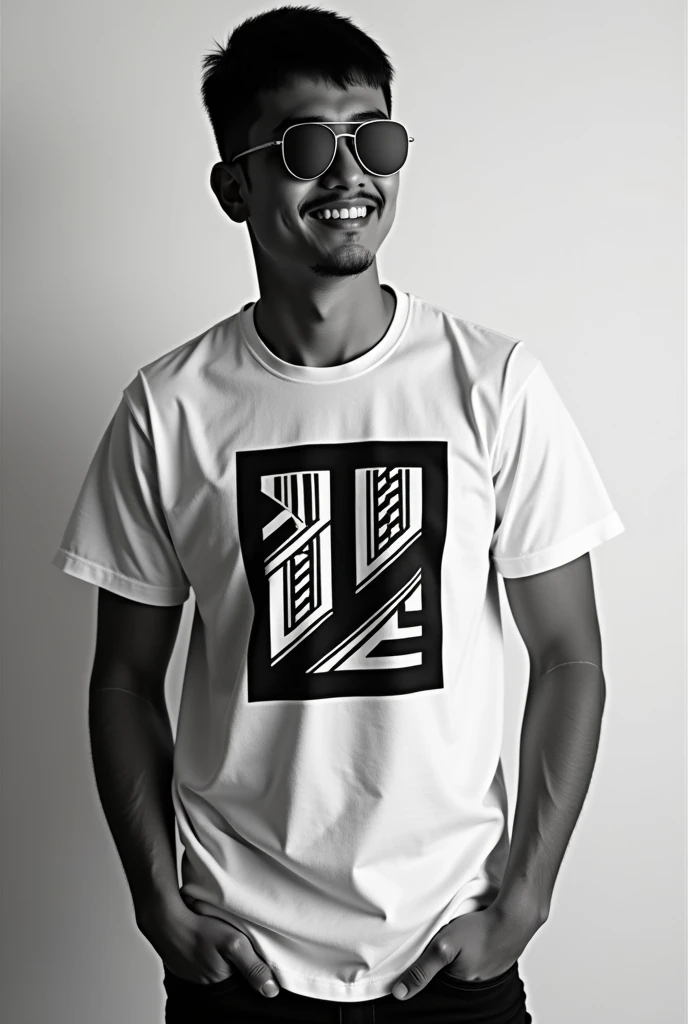 Shirt symbol written 8B black and white
