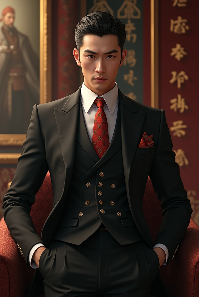elegant Japanese man in suit and tie more royal