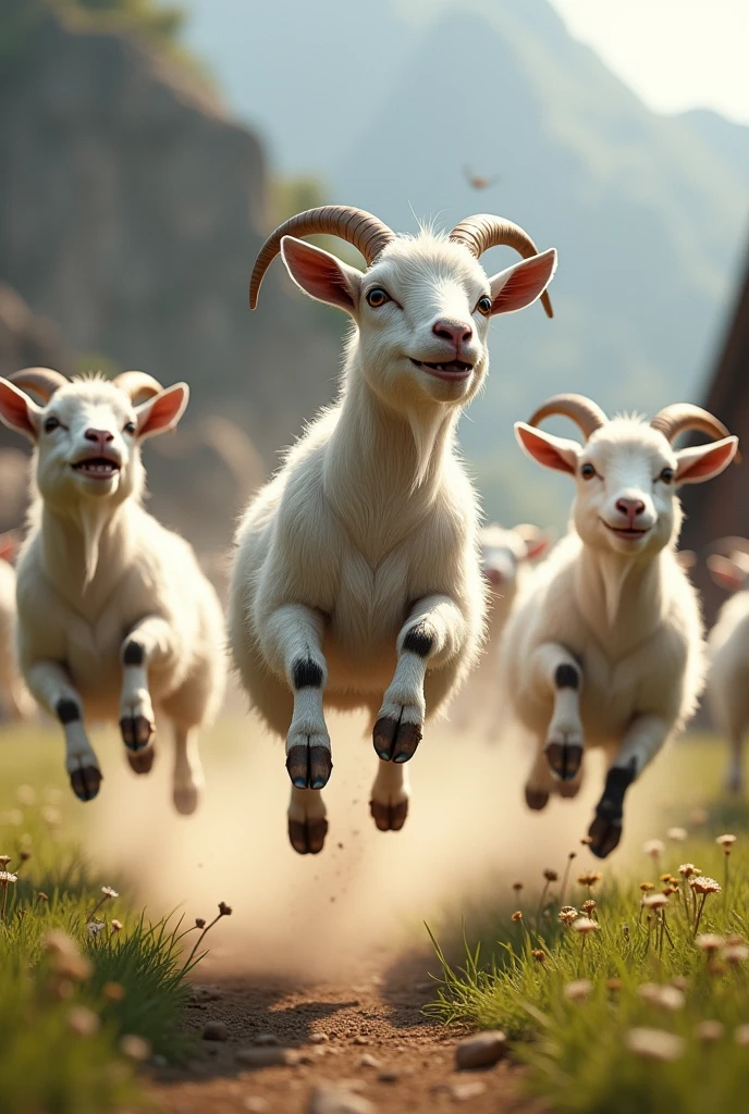 Goats jumping