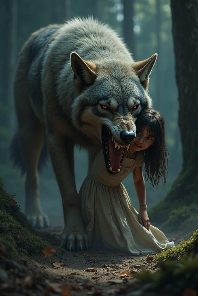 Un loup mange une fille