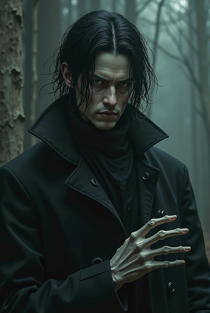 Create a character using this information, Viktor Nacht is a dark looking man, in his early 40s, with disheveled black hair that falls over his intense, deep-set eyes. your skin is pale, almost translucent, as if he were on the brink of life and death. He's tall and thin, with an unsettling presence that seems to drain the light around it. His hands are long and skeletal, with fingers that seem to have been shaped to manipulate ancient and dangerous secrets.