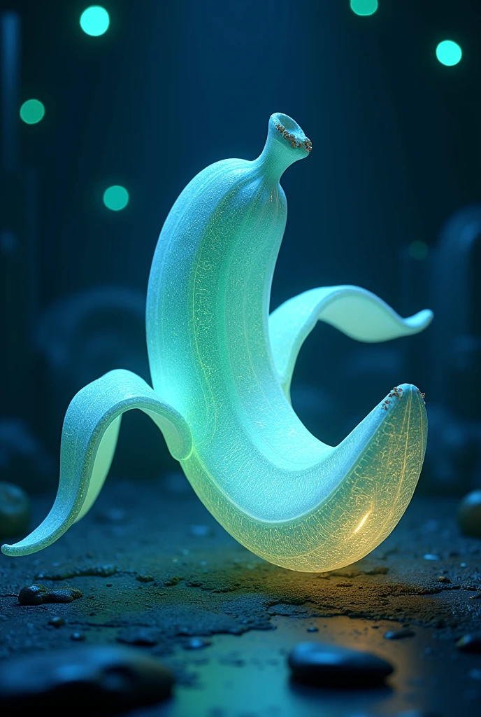 a bioluminescent glowing banana, highly detailed, dynamic, 4k, photorealistic, vibrant colors, dramatic lighting, intricate textures, surreal, abstract, organic, flowing shapes, ethereal, mystical, magical realism