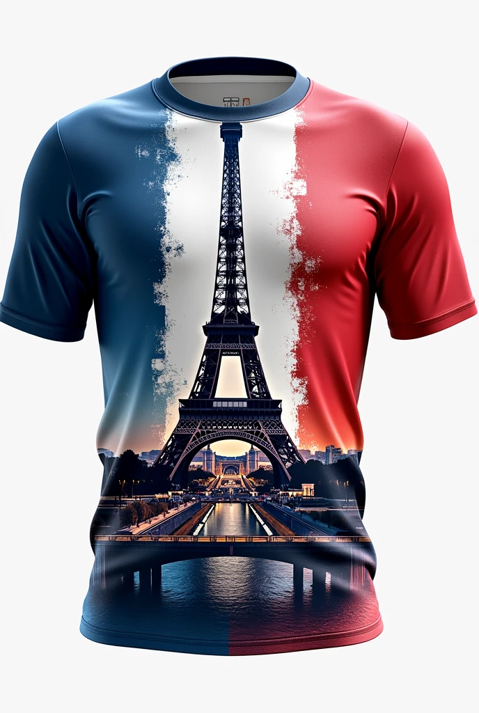 Make me a sports shirt from France of the wonder of the world, the Eiffel Tower 



