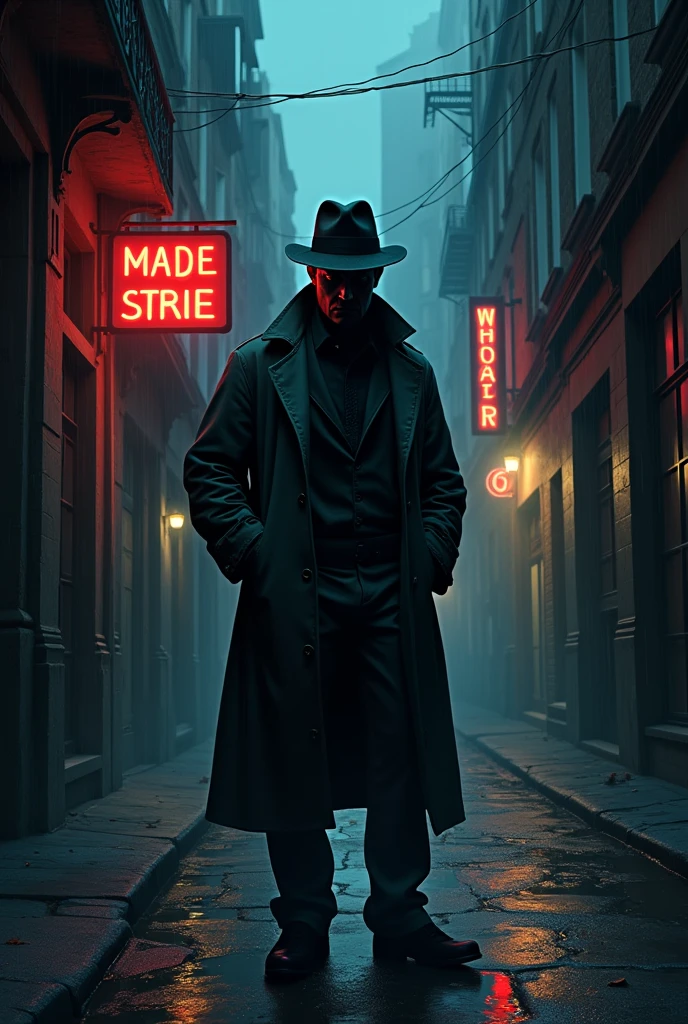 Coloring private detective theme written in French in the center