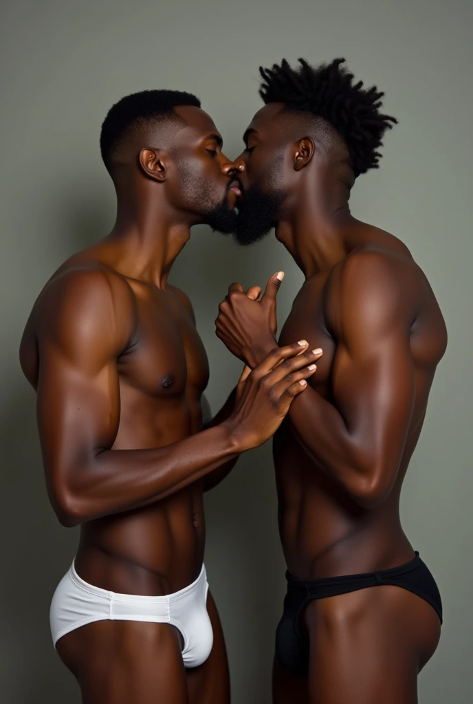 Show 2 black men touching each other affectionate
Now let them deep kiss as they remove there clothes and underwear