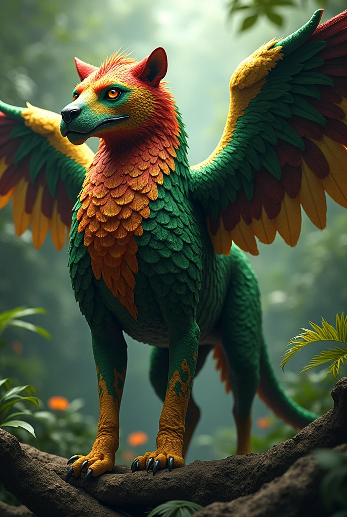 MYTICAL BEAST WITH THE COUNTRY GUYANA FLAG THEME