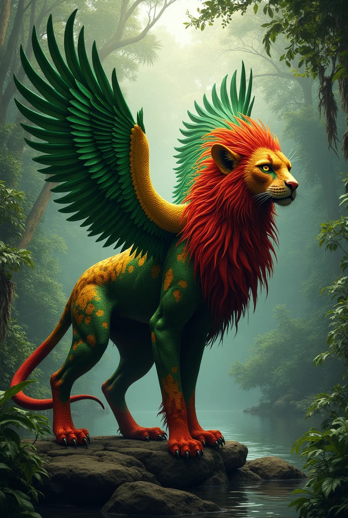 MYTICAL BEAST WITH THE COUNTRY GUYANA FLAG THEME