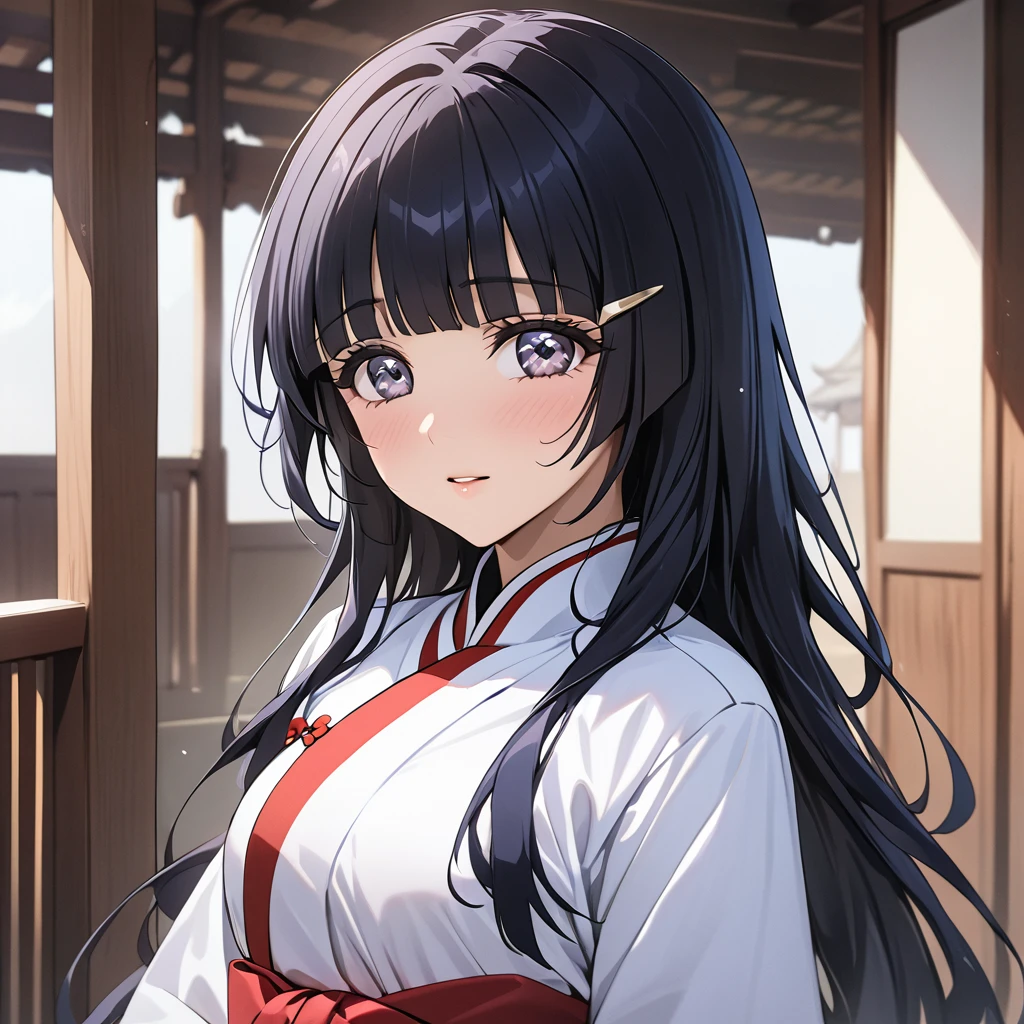 ((Highest quality)), ((masterpiece)), (detailed), (Perfect Face)、The woman is Reika Aoki with semi-long hair、The woman is a member of the North Korean Pleasure Squad and is wearing a traditional Korean dress.
