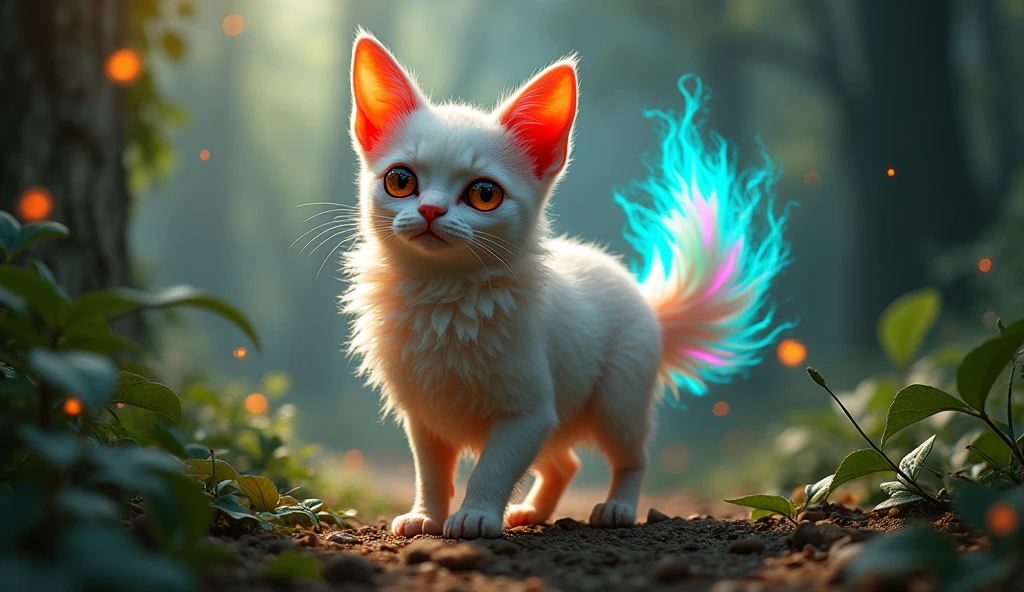 A mythical creature, from chicken, Parrot, kitty, rhinoceros and chihuahua, needs to be in Portuguese 2 beautiful magical fantastical creature,highly detailed,hyperrealistic,intricate patterns,detailed textures,glowing ethereal eyes,intricate wings,flowing magical energy,radiant colorful feathers,magical natural environment,lush foliage,dramatic lighting,vivid colors,cinematic composition,award winning digital art, masterpiece, 32K UHD,style raw