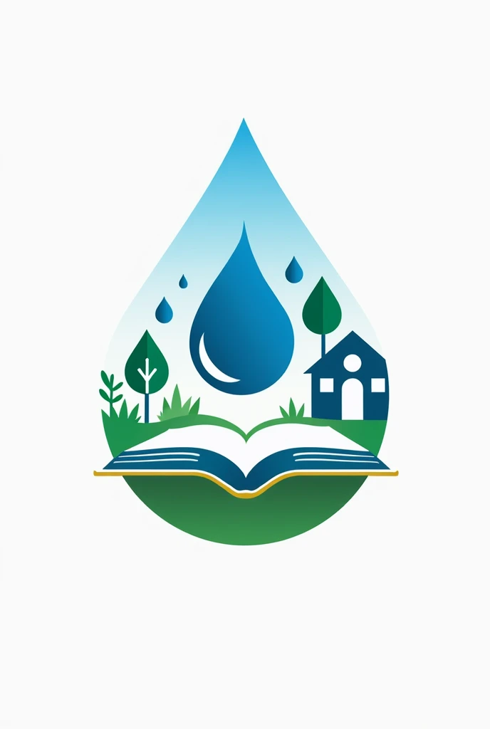 Logo for rainwater harvesting project in public schools, that includes water elements, Education and the state of Morelos in Mexico