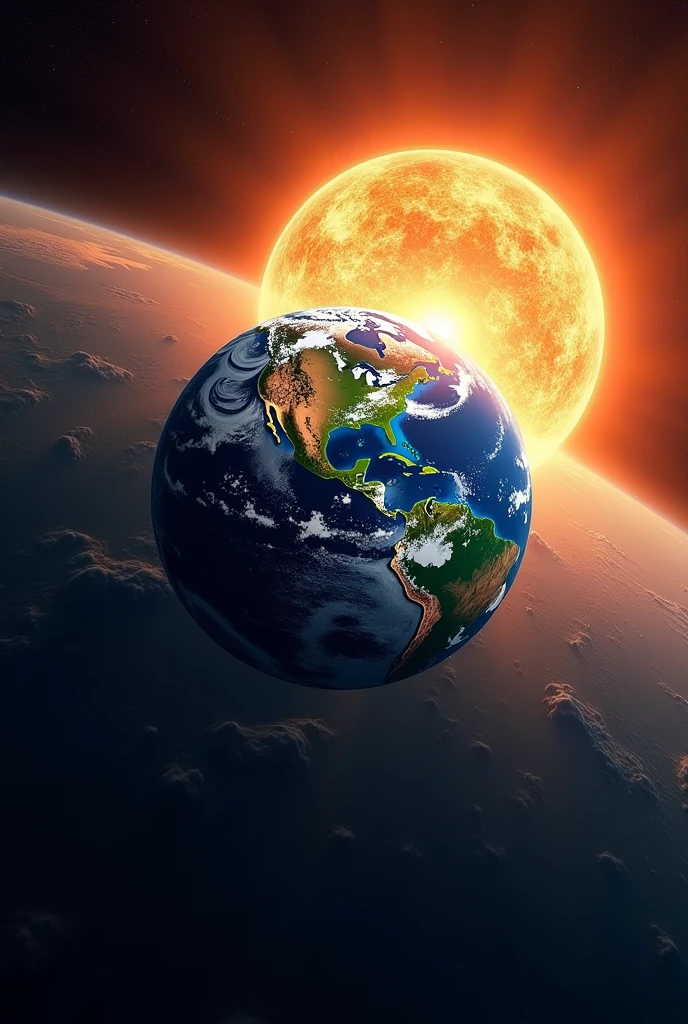 Human use 100% energy of sun. Earth look like from space.