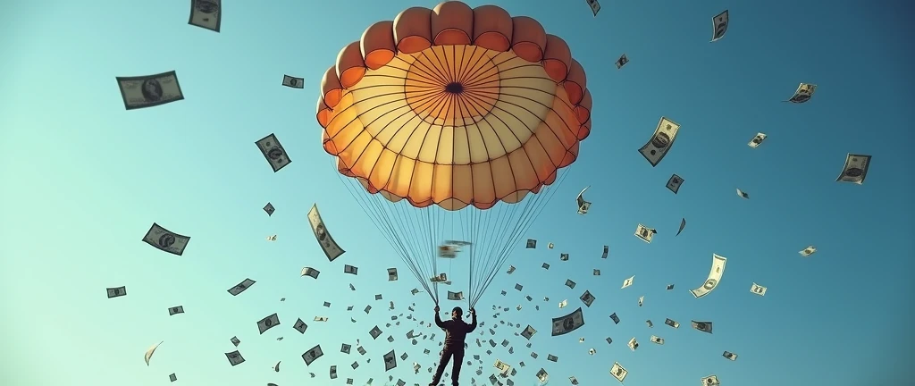 Money parachute opening  real life image in hd