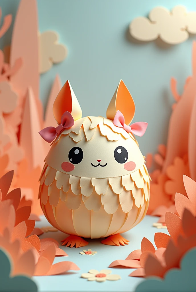 Change this character to something cuter.
Also include art made of paper
