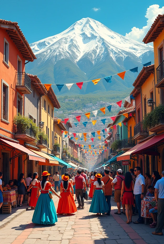 An artistic drawing of representing the 17th of August in La Paz, Bolivia
