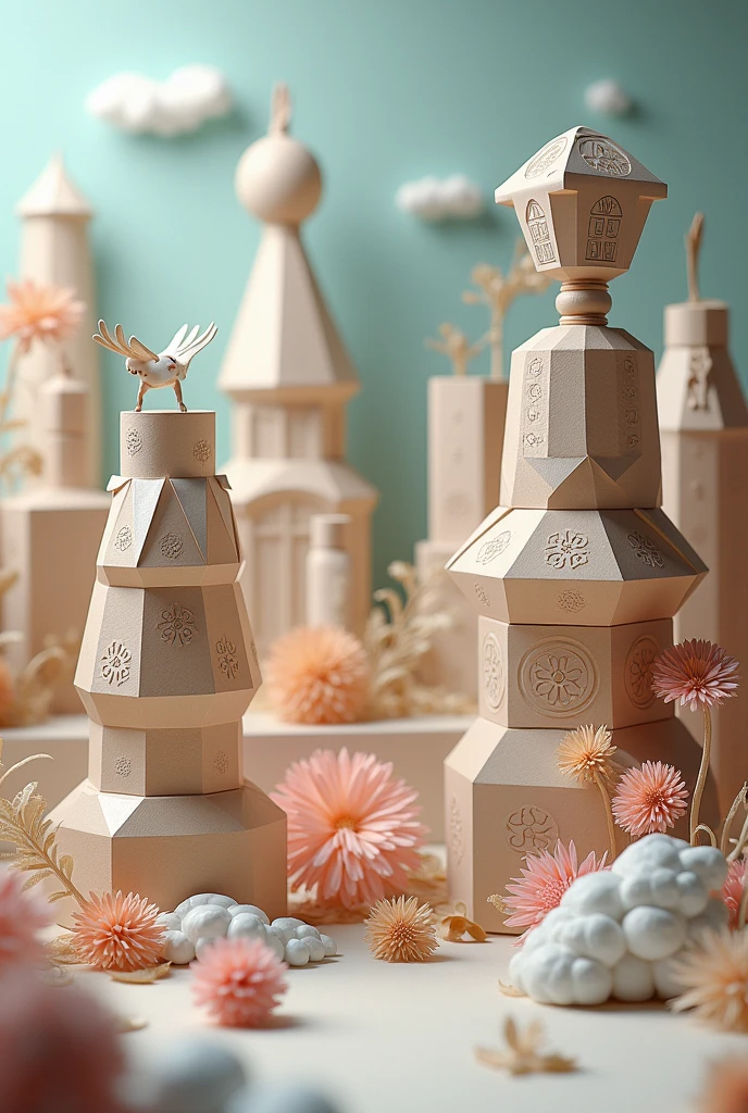In place of this character, place paper boxes made on a cutting plotter.