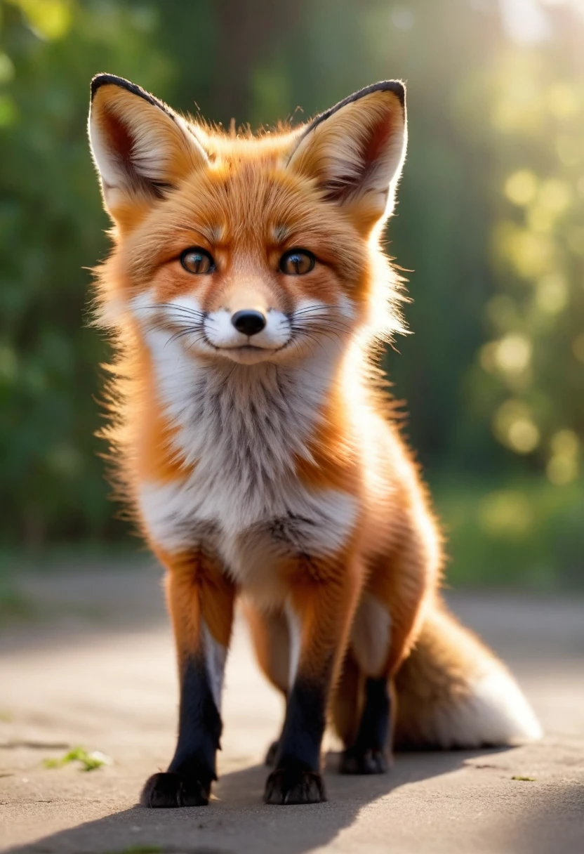 Perfect centering, Cute fox, Put on a shirt, Hilarious, Standing posture, Abstract Beauty, in the center, To the camera, Near perfect, dynamic, Very detailed, Smooth pubic area, Sharpen the focus, 8k