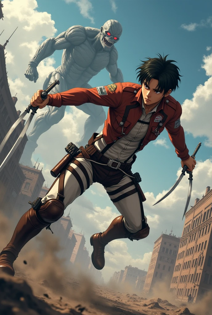 Levi Ackerman in action from Attack on Titan