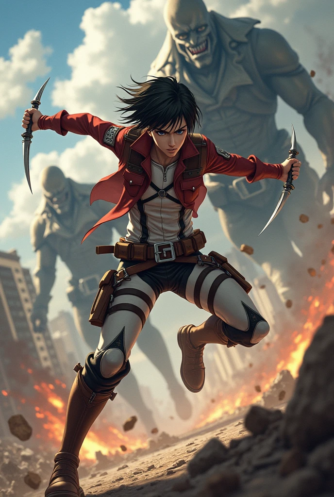 Levi Ackerman in action from Attack on Titan