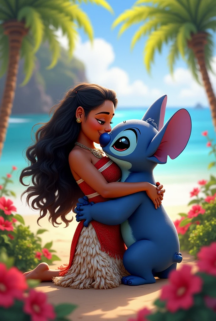 Moana and Stitch together in love