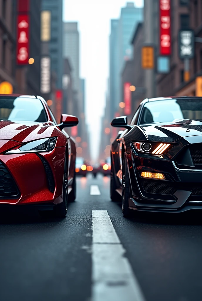 Un lexus is300 junto con un Shelby gt500