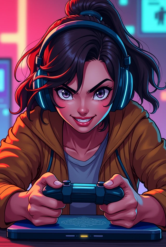 Girl gamer angry cartoon sexy hot