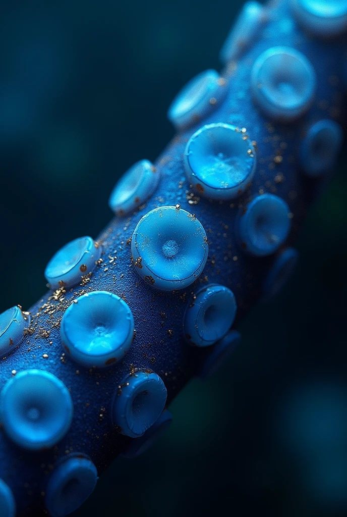 Octopus with blue blood: A close-up of an octopus’s tentacle with visible blue blood vessels beneath its skin, set against a dark ocean backdrop.