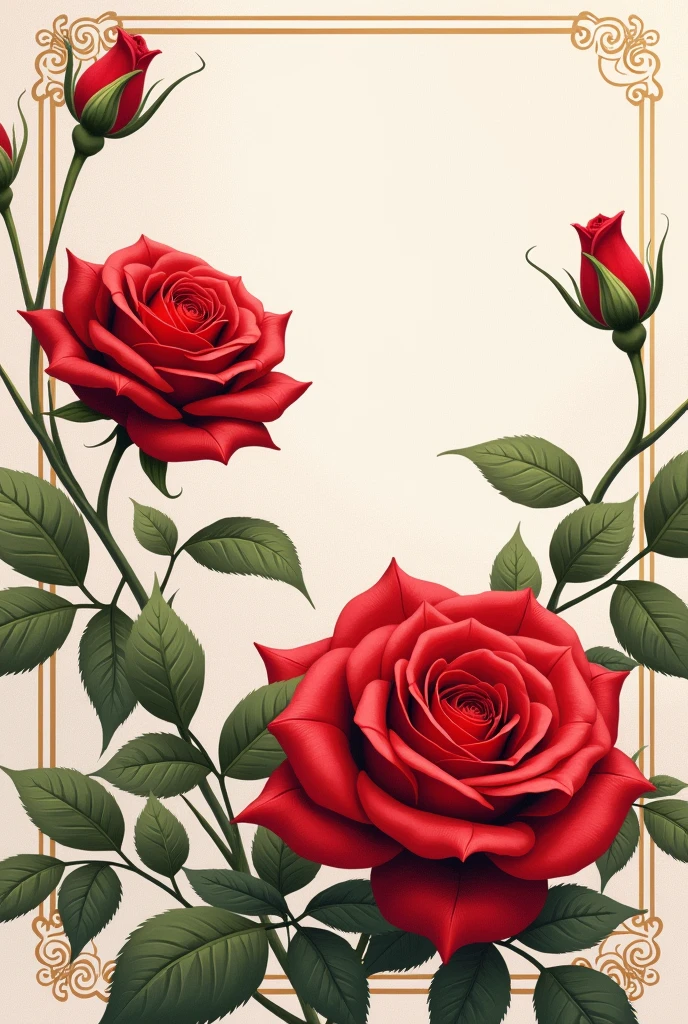 create an illustration of a card that has red roses on it