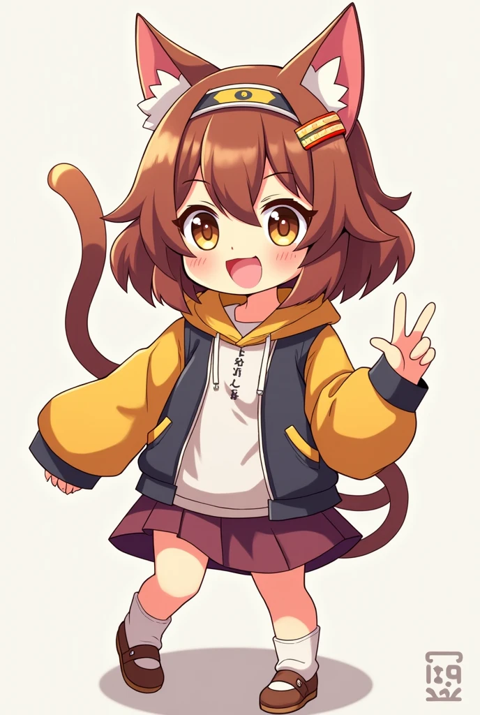 Cat mascot,Anime Style,character,Simple Background, Impressive,Features1 girl, Shortcuts, 