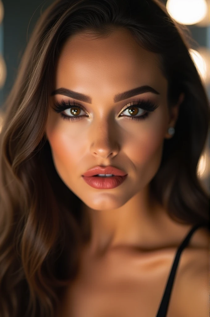 Makeup mascara with eyeliner, lipstick and eyeshadows for women