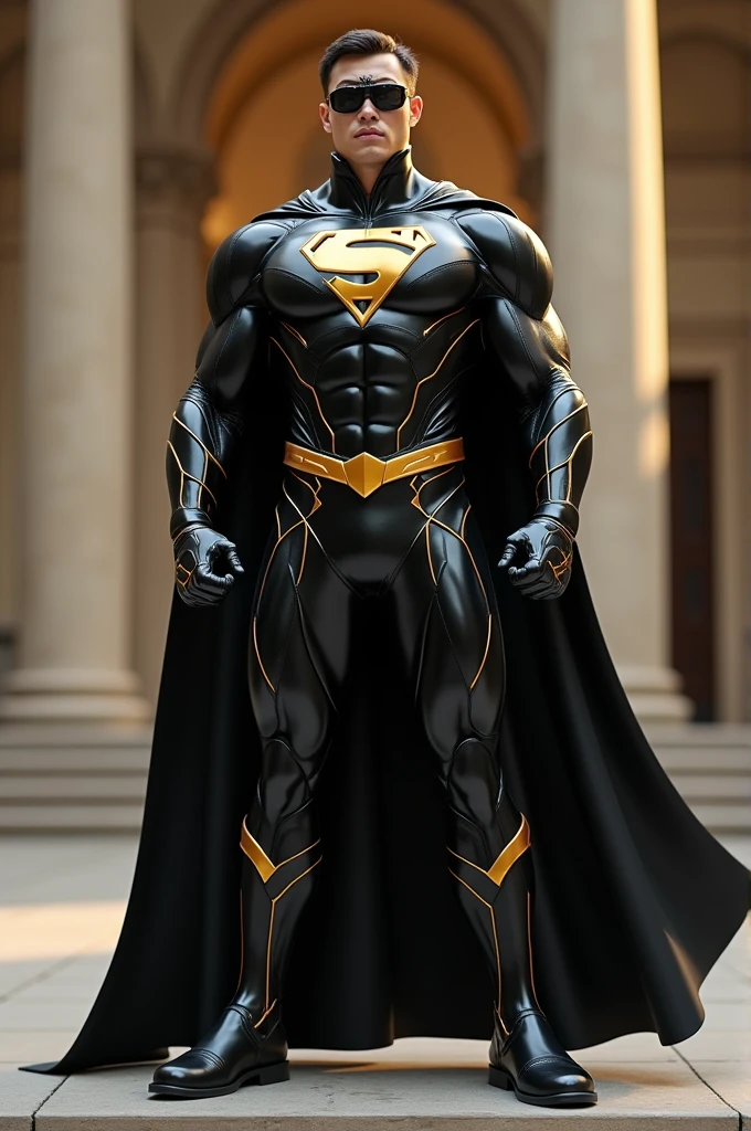 A superhero to be the mascot of my school called EDUCAR. I want you to use black and gold colors.