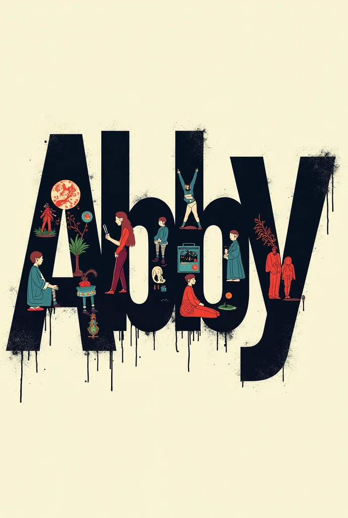 The name ABBY:
-Inside each letter there are images of the band AIRBAG