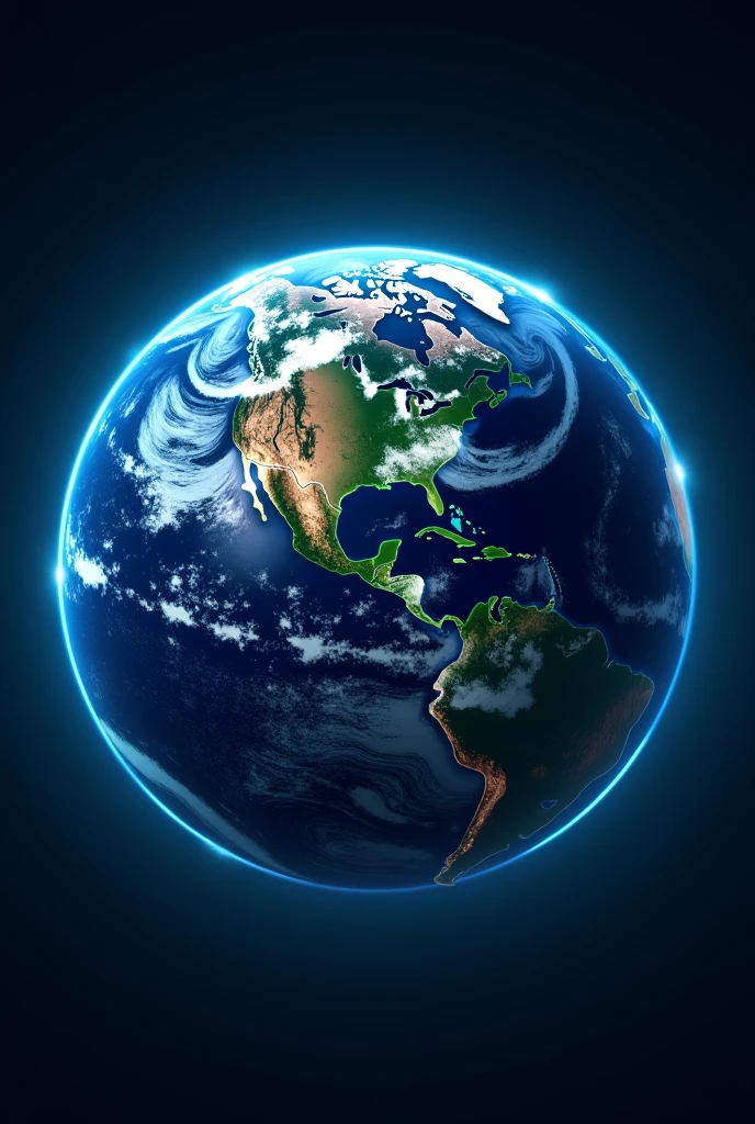 create a 3d image of the earth with glowing blue edges in png