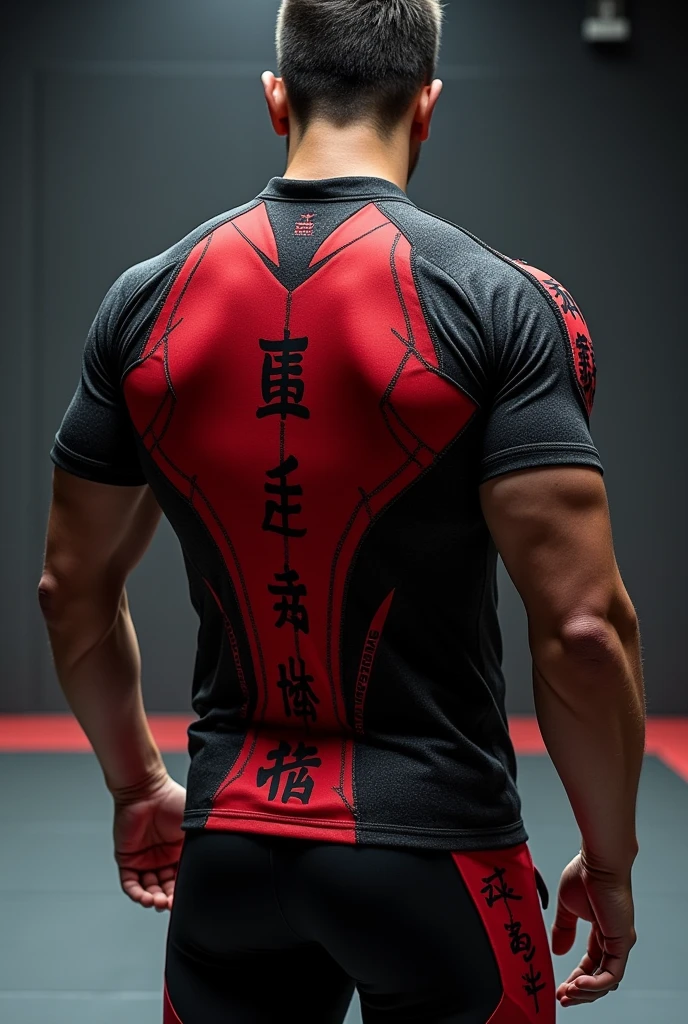 jiu-jitsu shirt with red and black colors
