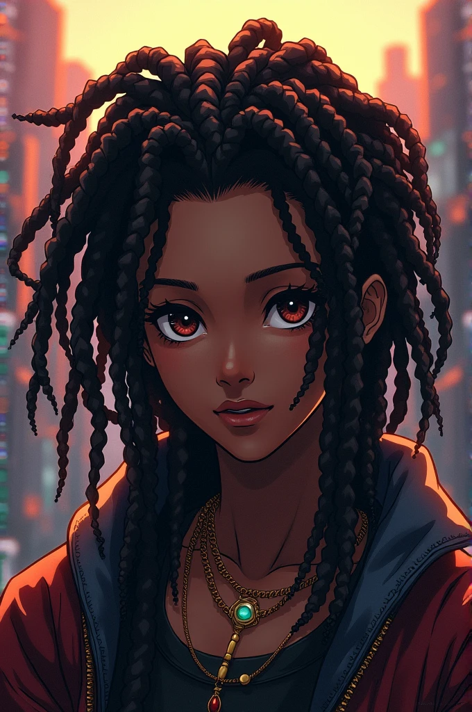 ((best quality)), ((highly detailed)), absurdres, extremely detailed face, beautiful face, (detailed eyes, deep eyes), (1girl), dynamic pose, upper body, ((dark skin, dark-skinned female, ebony)):1.2, dark brown hair, <lora:africandreadlocks:.6>, dreadlocks, medium hair, amber yellow eyes, (outdoors, at a graveyard, midday)