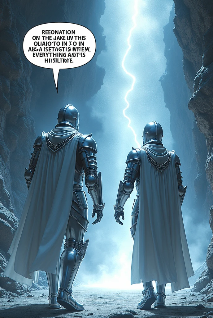 {
"size": "1024x1024",
"prompt": "In a realistic comic book style, the characters arrive in the Land of Alkali Metals, where everything shines like silver. The scene features elements like Sodium (Na) and Potassium (K) depicted as shiny, armored knights, their metallic armor gleaming under the bright light. The environment is filled with a silvery glow, emphasizing the reactivity and vibrancy of these elements. Proton, one of the characters, has a speech bubble that says: 'Here are the Alkali Metals! They are super reactive, which means they love forming bonds!'"
}