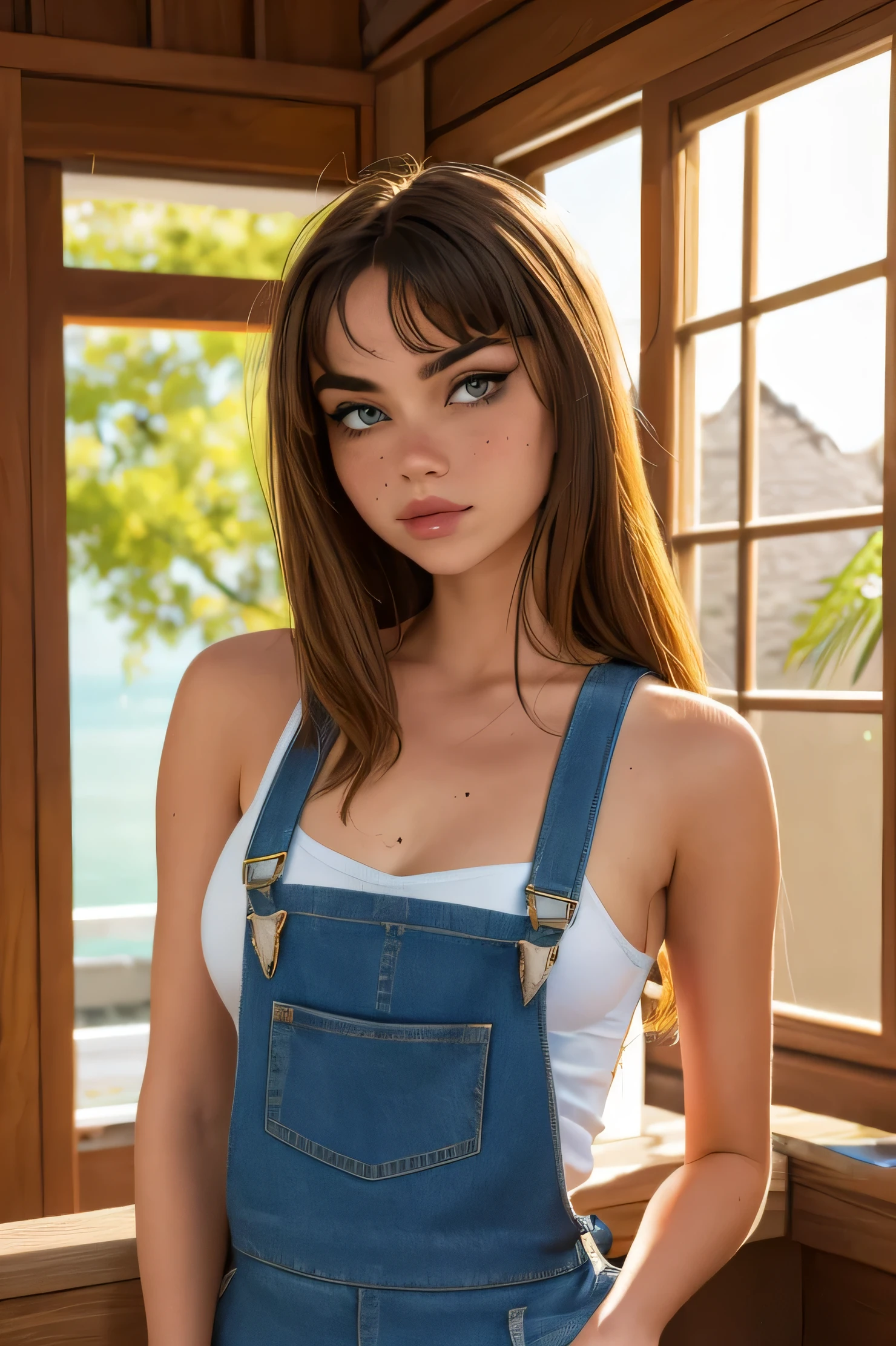 ,14 yearsold, tan , denim overalls only, no undershirt, armpit, muscular, wide hips, flat chest, thick thighs, standing, looking at viewer, sitting, , slim, slender, looking at viewer, (masterpiece), (best quality:1.2), absurdres, intricate details, (highly detailed skin:1.2),, photorealistic, beautiful kid, best quality, (masterpiece:1.3), closed mouth, looking at viewer,(highly detailed face:1.3), perfect face, full lips,
Base Negative 2.0,, sideboob, beauty marks, blemish, freckles, armpit, moana, big lats, goth