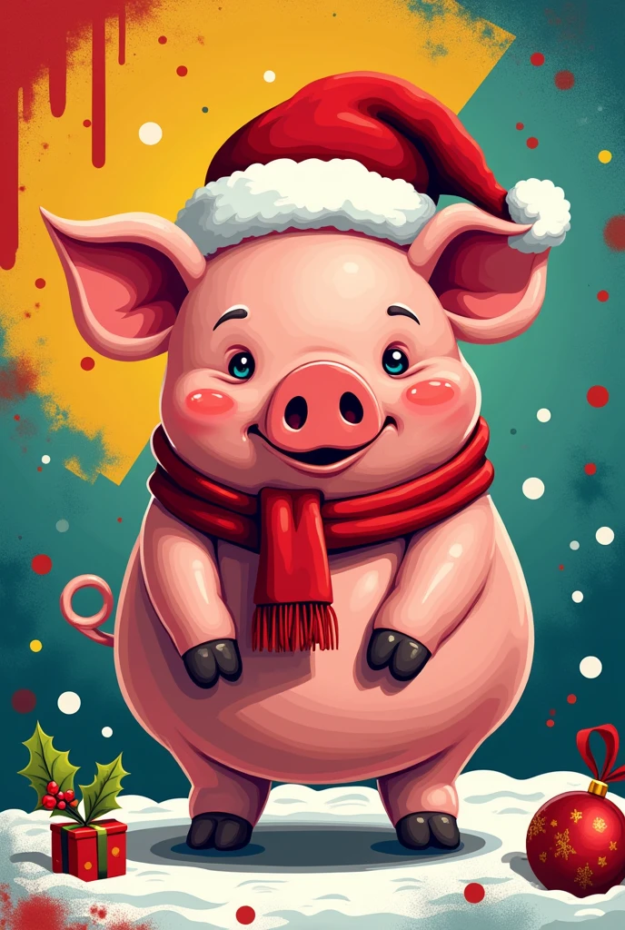 Christmas pop art pig