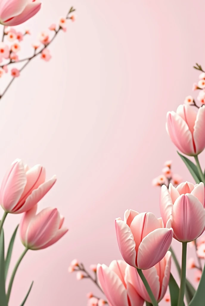 Create a good quality image for your Gmail background, it must be a pastel pink pain background, with pink tulips,