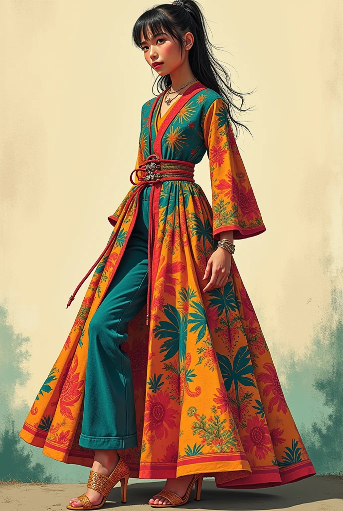 A poster featuring a self-depiction of Filipino Traditional clothing modernized version where the dress and/or suit is made out of recycled materials