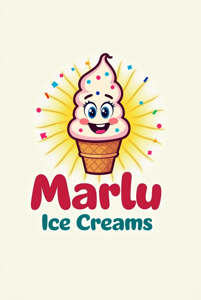 Logo of an ice cream business with a sign that says
"marlui ice creams"