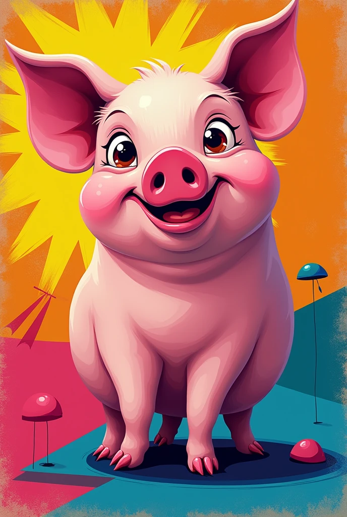 Post of a pop art pig