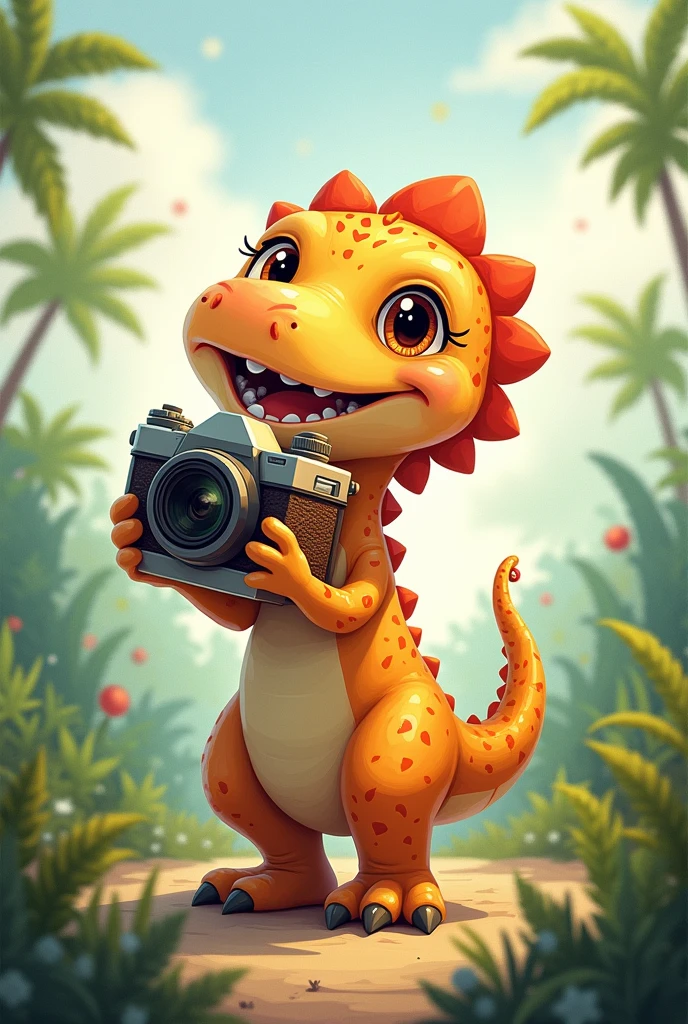 Cute dinosaur with camera